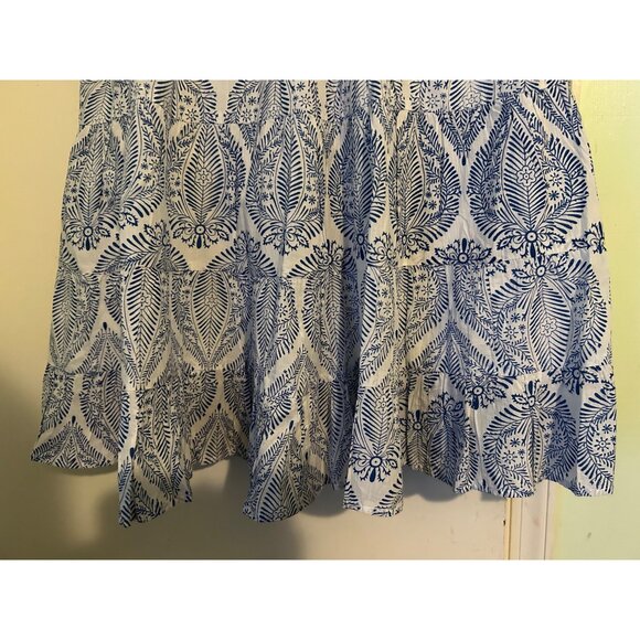 THML Dress Womens XS Blue White Embroidered Floral Ruffle Sleeve Boho Cottagecor - Picture 13 of 13